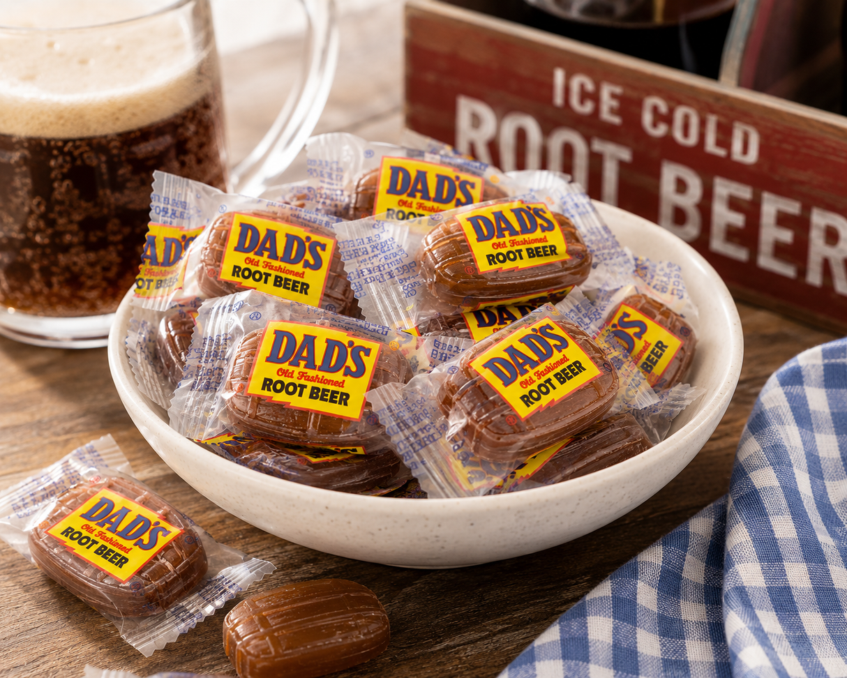 Dad’s Old Fashioned Root Beer Barrels Hard Candy Bulk – Classic Root Beer Flavor Candy Individually Wrapped