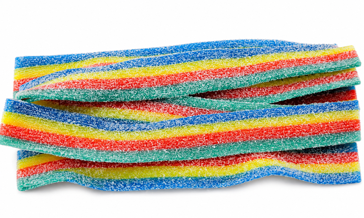Sour Power Rainbow Sour Belts Candy – Bulk Rainbow Sour Strips 2.5Lb Container