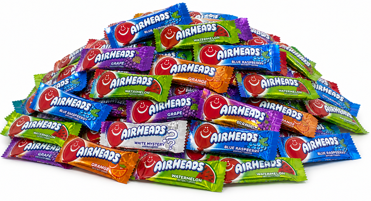Bulk Airheads chewy candy, assorted fruit flavors, individually wrapped