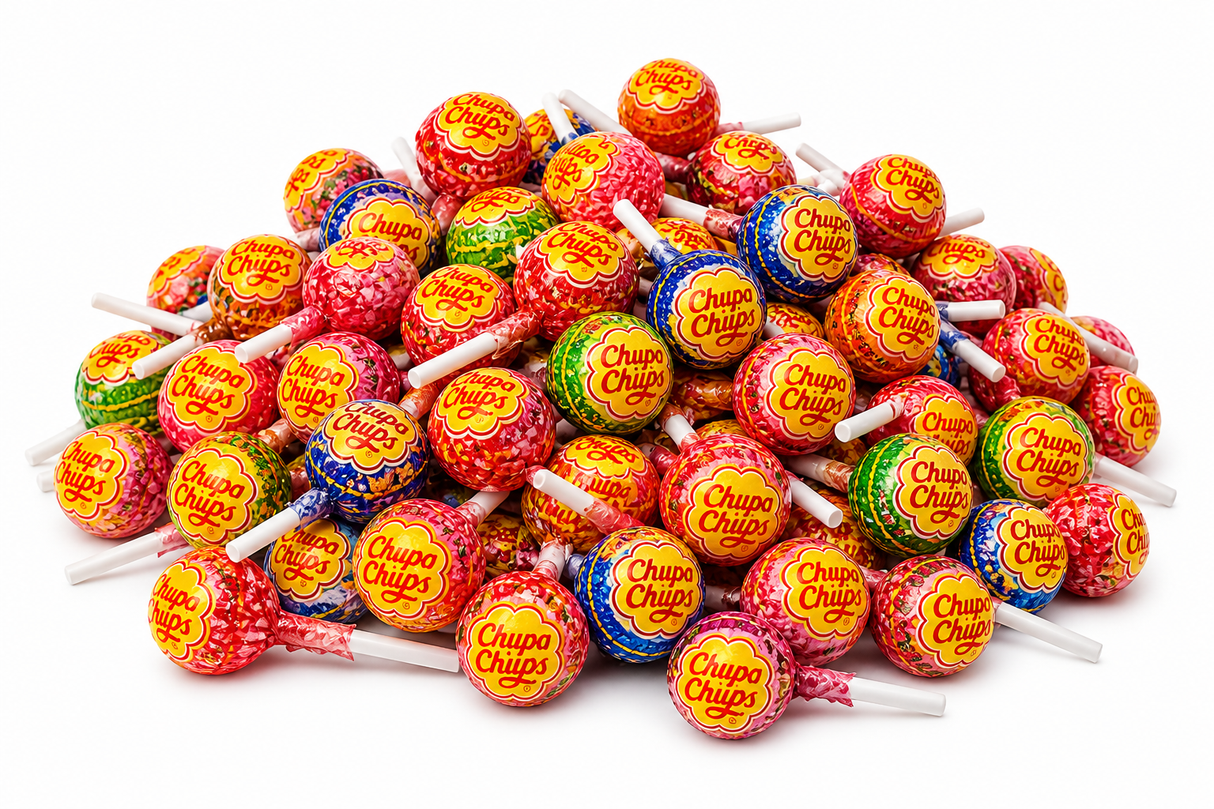 Bulk Chupa Chups lollipops, assorted flavors, individually wrapped