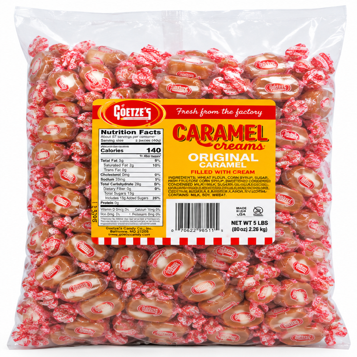 Goetze's Original Caramel Creams 5 lb bulk bag
