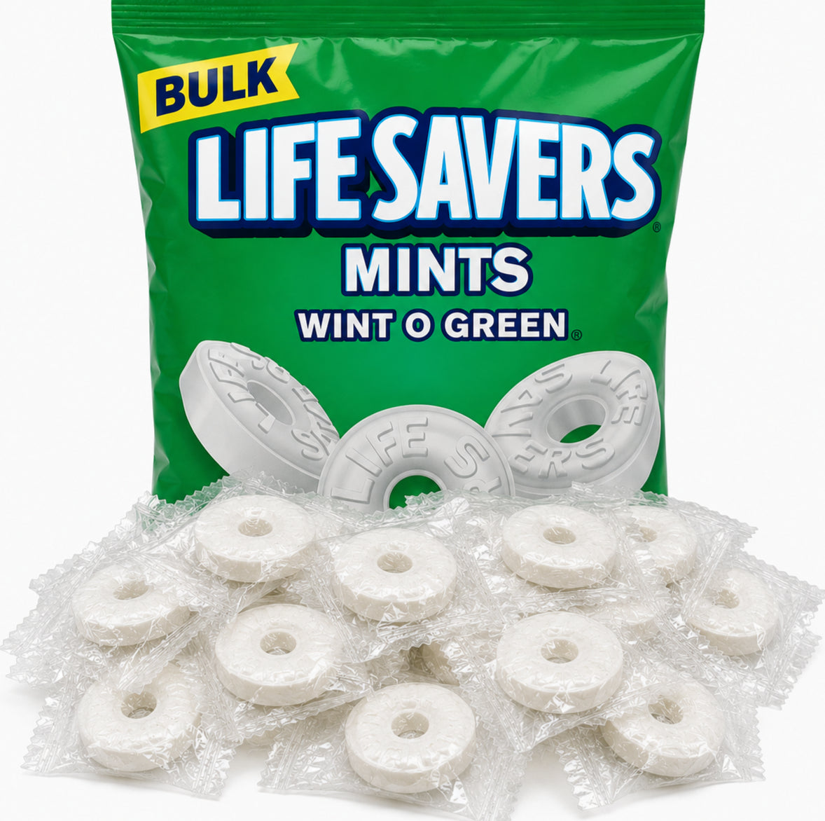 Bulk Life Savers Wint O Green mints, individually wrapped