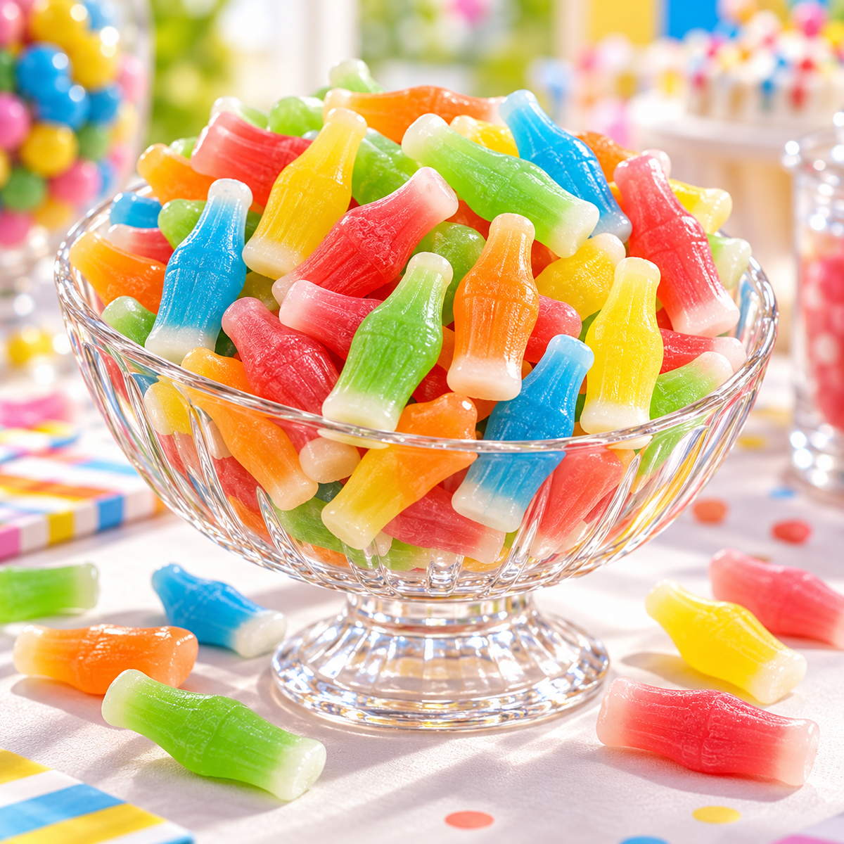 Nik-L-Nip wax bottle candy in a candy dish