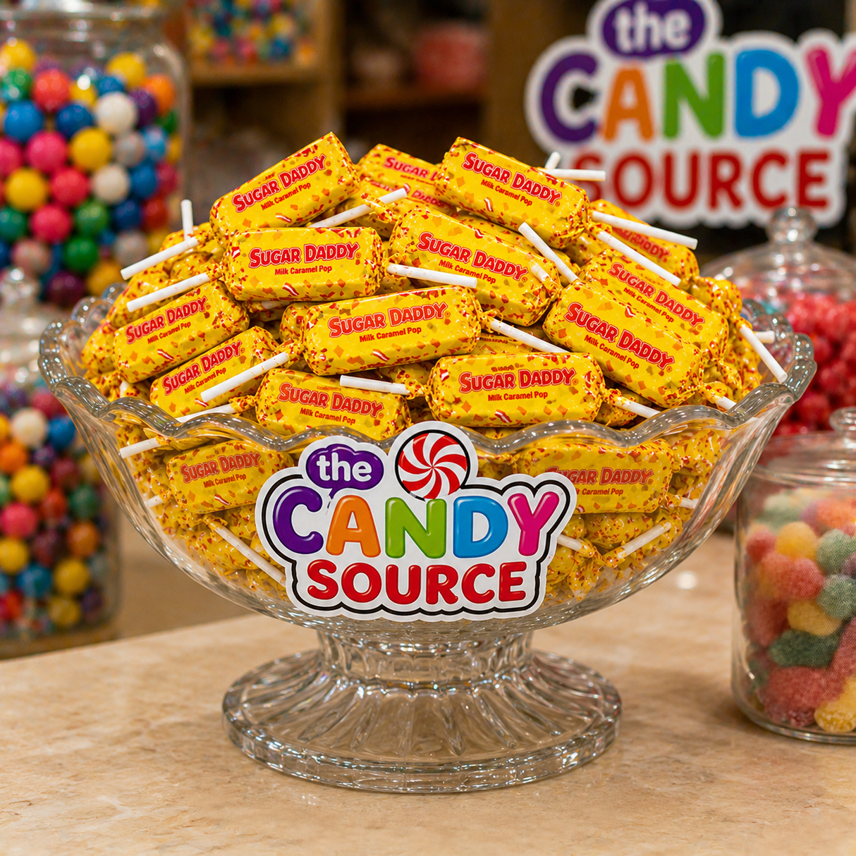 Sugar Daddy Milk Caramel Pops Bulk Candy – Individually Wrapped Retro Lollipops – Classic Chewy Caramel Pops for Candy Buffets, Parties & Office Treats
