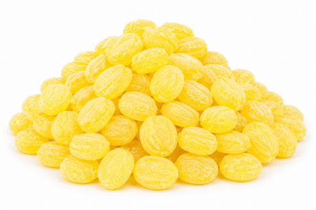 Pile of Claeys Sanded Lemon Drops old-fashioned lemon hard candy
