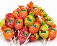 Bon Bon Bum assorted fruit bubble gum lollipops pile