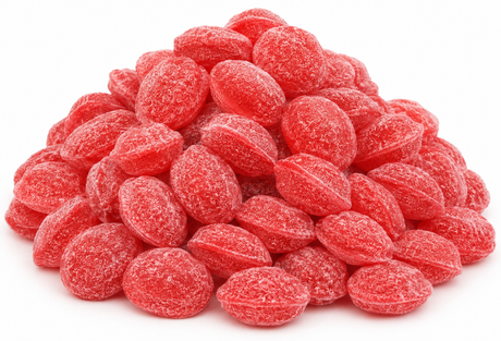 Pile of Claeys sanded cinnamon hard candy with sugar coating