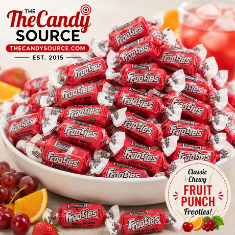 Pile of individually wrapped Tootsie Frooties Strawberry candies