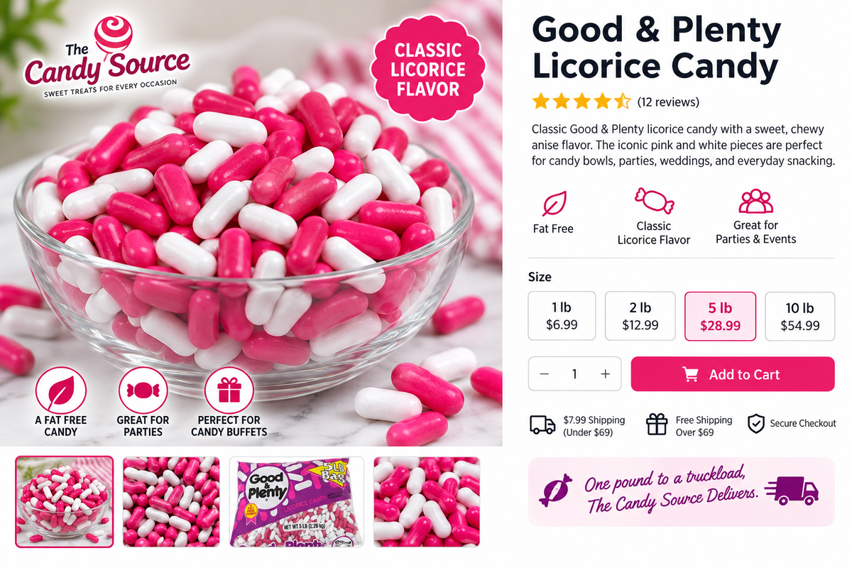 Good & Plenty pink and white licorice candy