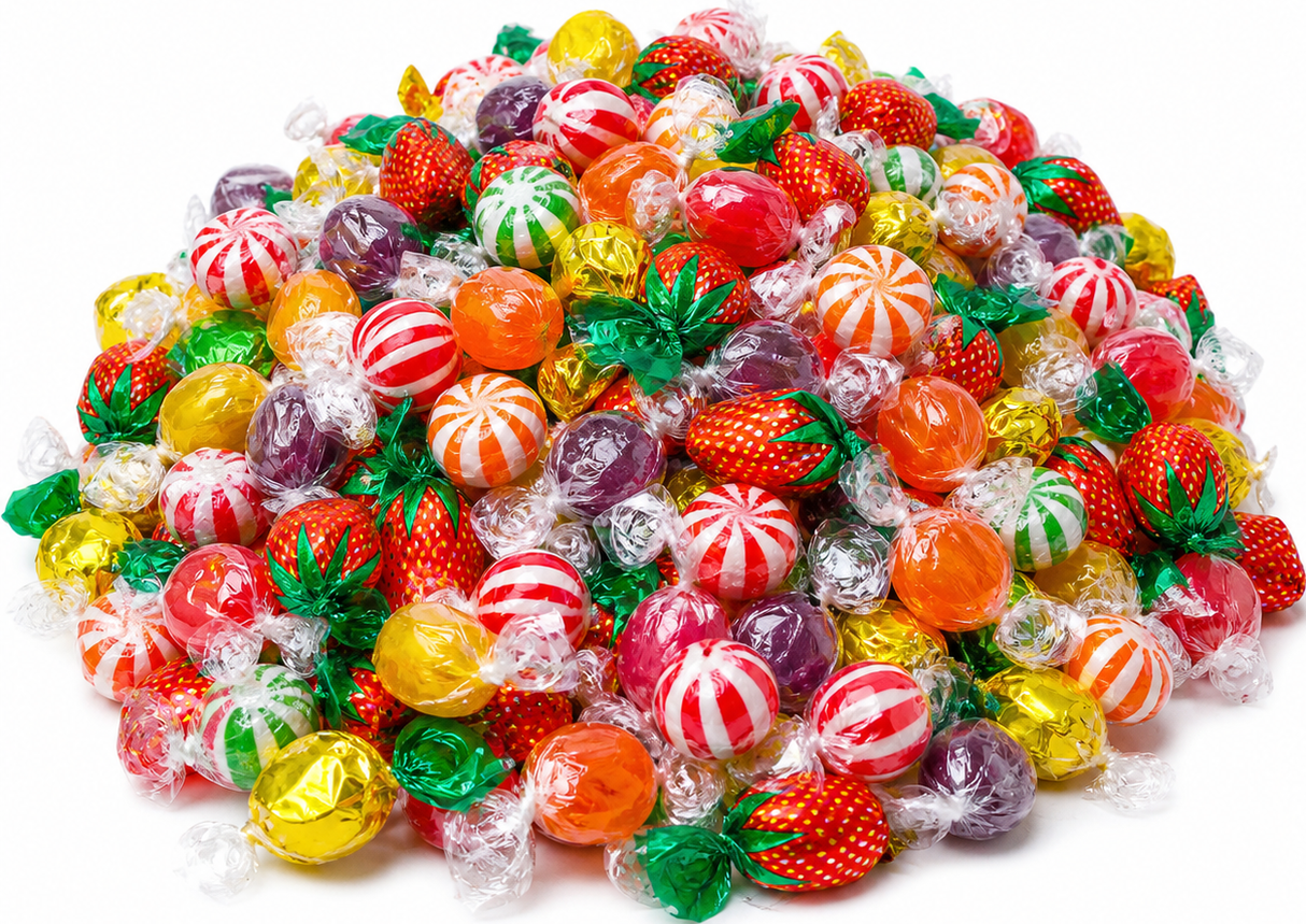 Bulk Assorted Hard Candy Mix – Colorful Wrapped Fruit & Peppermint Hostess Candies