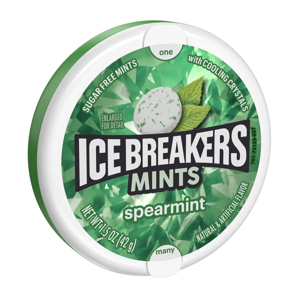 Ice Breakers Spearmint Sugar Free Mints - 1.5 oz Tins, 8 Count