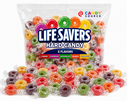Bulk Life Savers Hard Candy Variety Mix – Individually Wrapped Fruity Ring Candy in Clear Bag