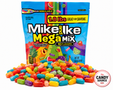 Mike and Ike Mega Mix 1.8 lb resealable bag with colorful chewy candy pile - The Candy Source