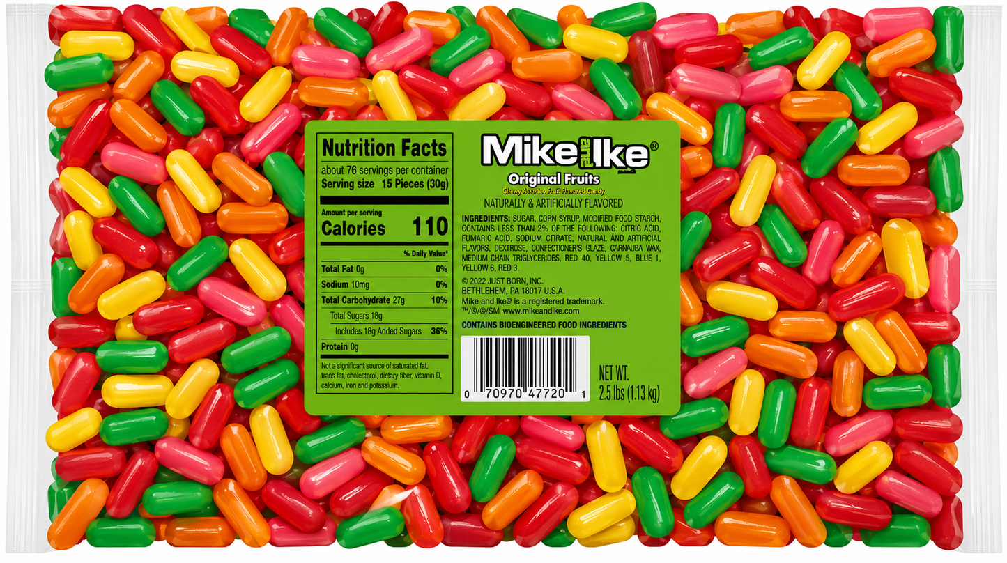 Bulk Mike and Ike Original Fruits Candy – Colorful Chewy Fruit Candy Mix by the Pound