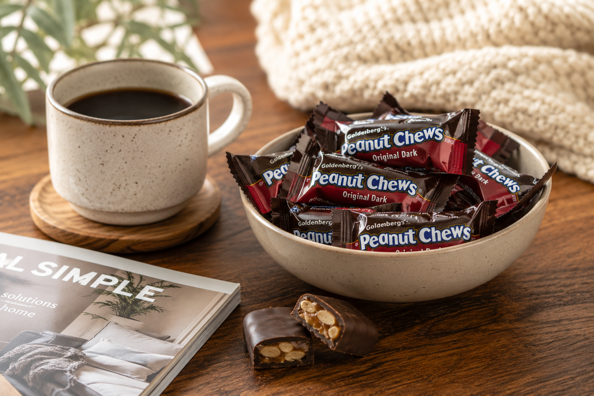 Goldenberg’s Peanut Chews Original Dark Chocolate Candy – Bulk Wrapped Peanut Chews
