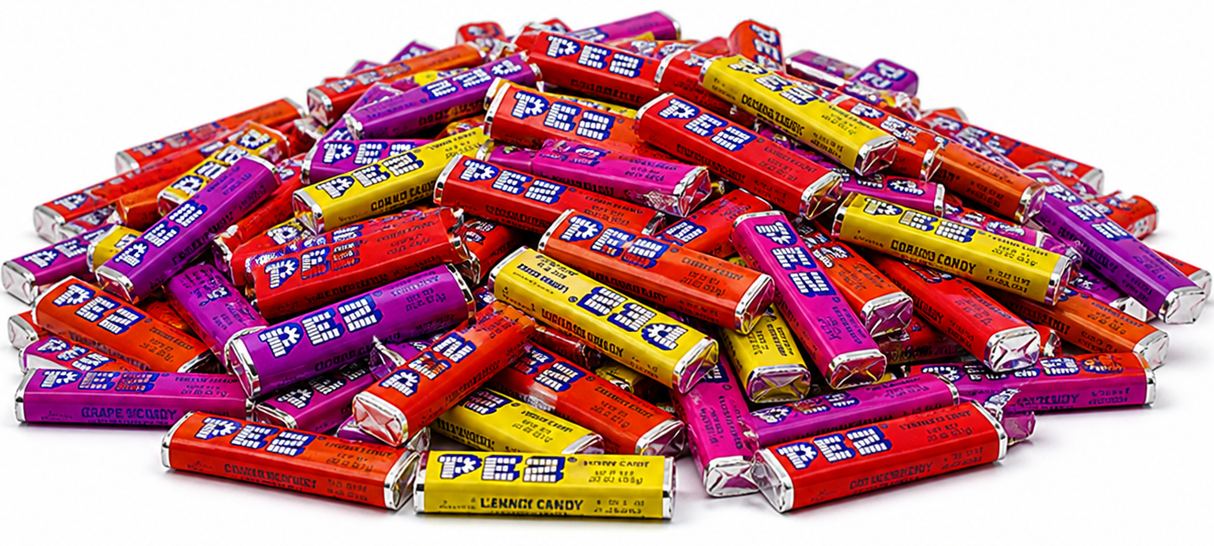 Bulk PEZ Candy Rolls Assorted Fruit Flavors – Strawberry, Lemon, Orange, Cherry, Raspberry & Grape