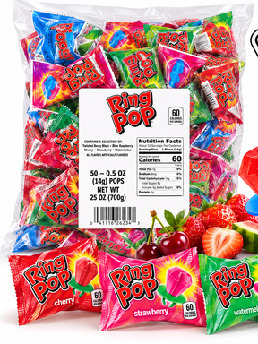 Ring Pop assorted flavors bulk bag of 50 individually wrapped candies