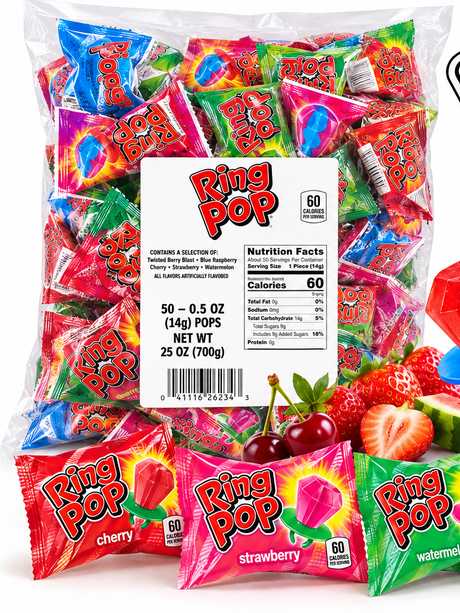 Ring Pop assorted flavors bulk bag of 50 individually wrapped candies