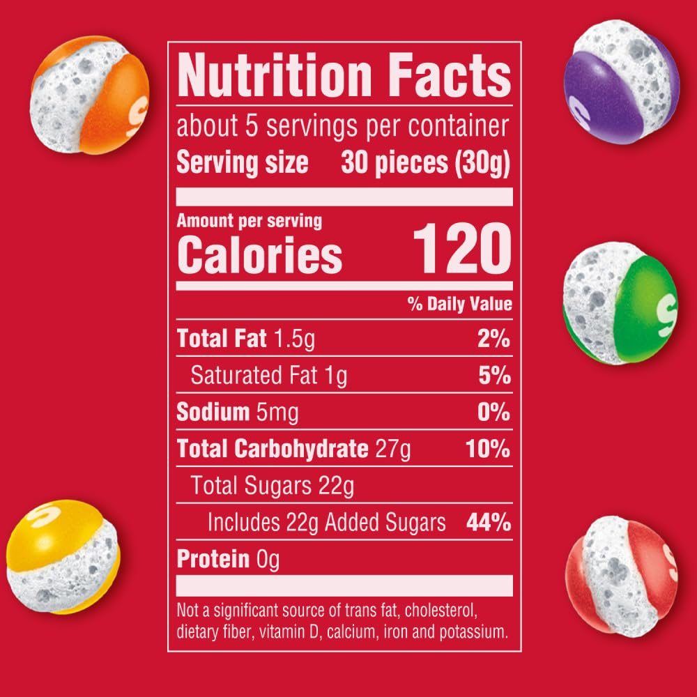 SKITTLES POP'd Originals Freeze Dried Candy, Resealable Bag, 5.5 oz | Crunchy freeze dried candy rainbow bites, crunchy fruity flavor candies for snack time and movie nights, party, goodie bags