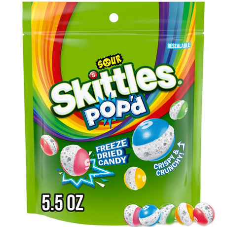 SKITTLES POP'd Sour freeze-dried candy 5.5 oz bag