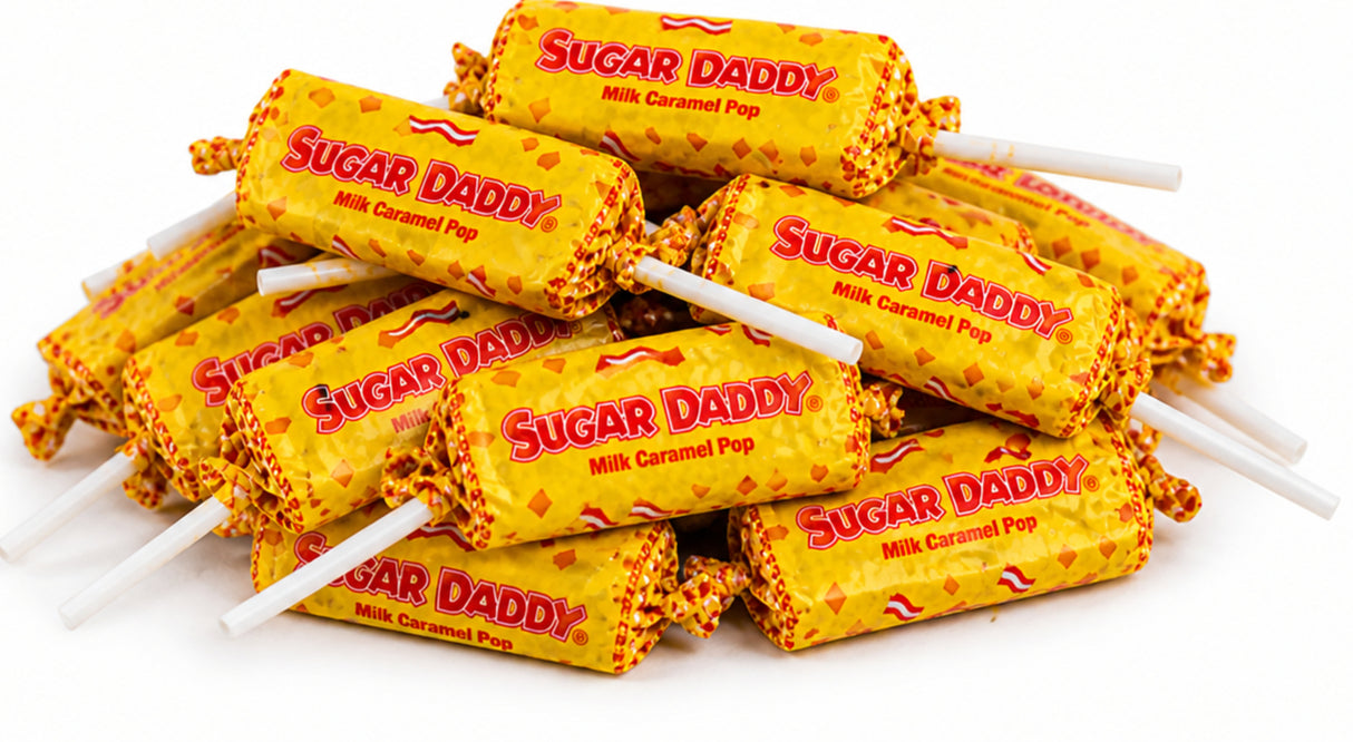 Sugar Daddy Milk Caramel Pops Bulk Candy – Individually Wrapped Retro Lollipops – Classic Chewy Caramel Pops for Candy Buffets, Parties & Office Treats